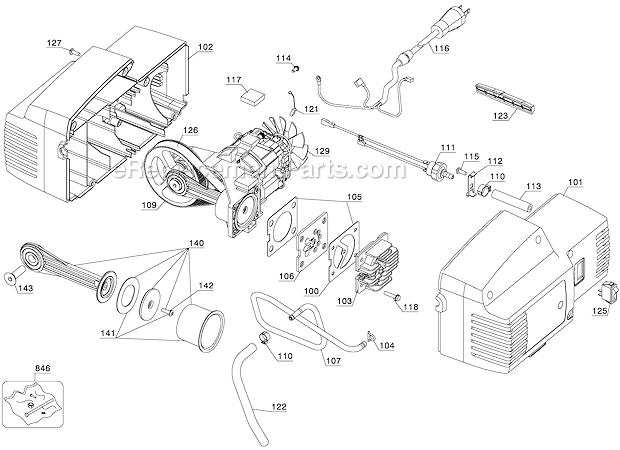 Page B Diagram and Parts List for CF6131-P  Porter Cable Compressor
